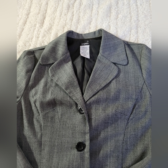 Tangents Women’s Sz 9 Gray Striped 3 Piece Pantsuit with Camisole Top, Blazer - Picture 3 of 16